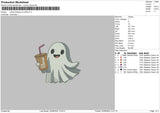 Ghost Ice Coffee Embroidery File 6 sizes