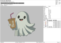 Ghost Ice Coffee Embroidery File 6 sizes