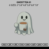 Ghost Tea Embroidery File 6 sizes