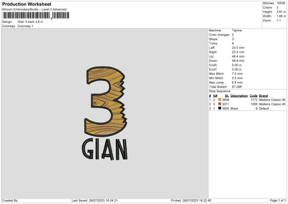 Gian Back Embroiery File 6 sizes