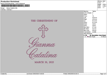 Giannatext Embroidery File 6 sizes