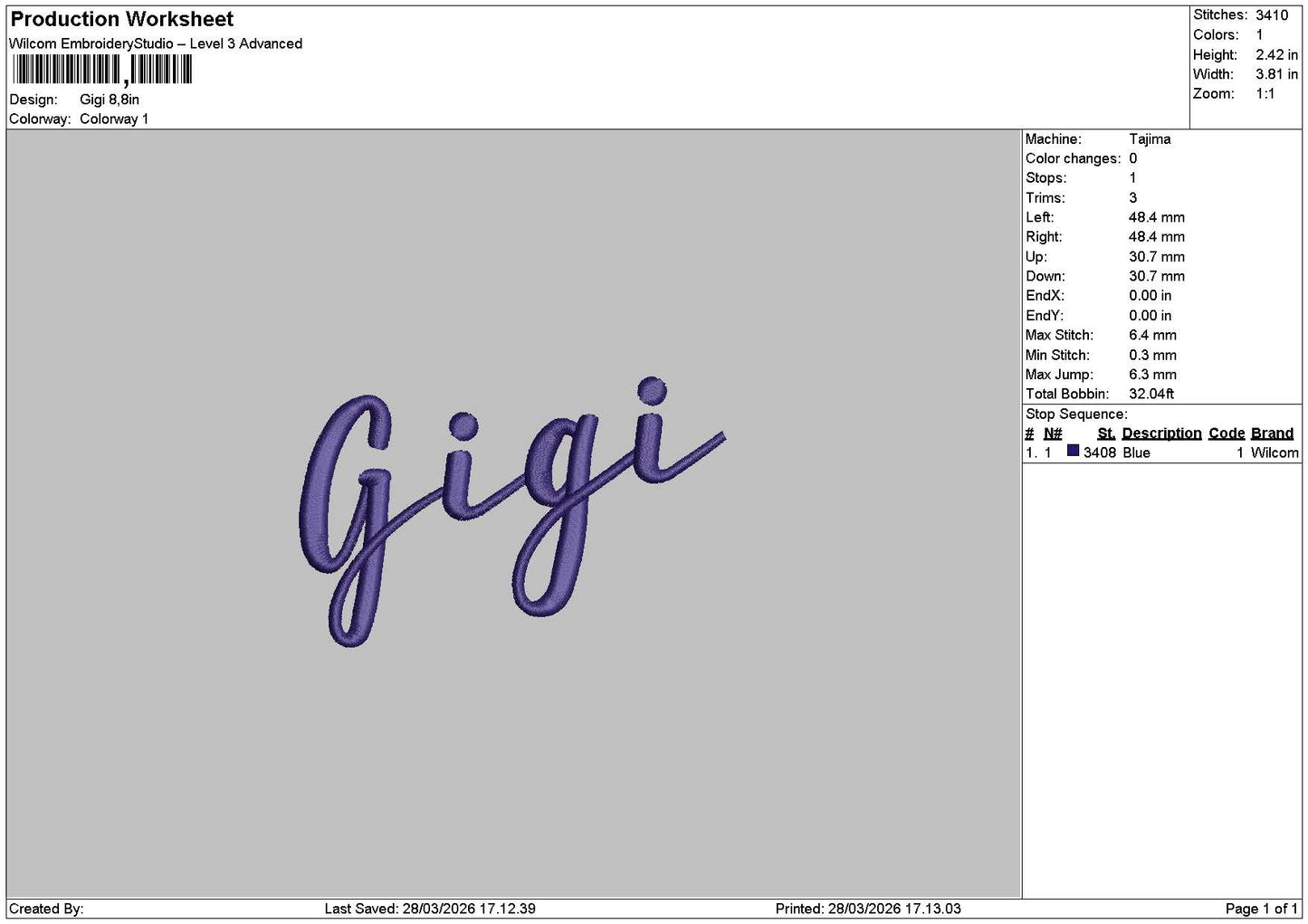 Gigitext Embroidery File 6 sizes