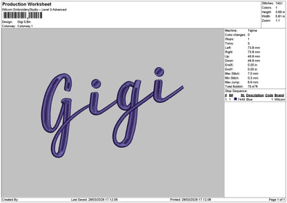 Gigitext Embroidery File 6 sizes