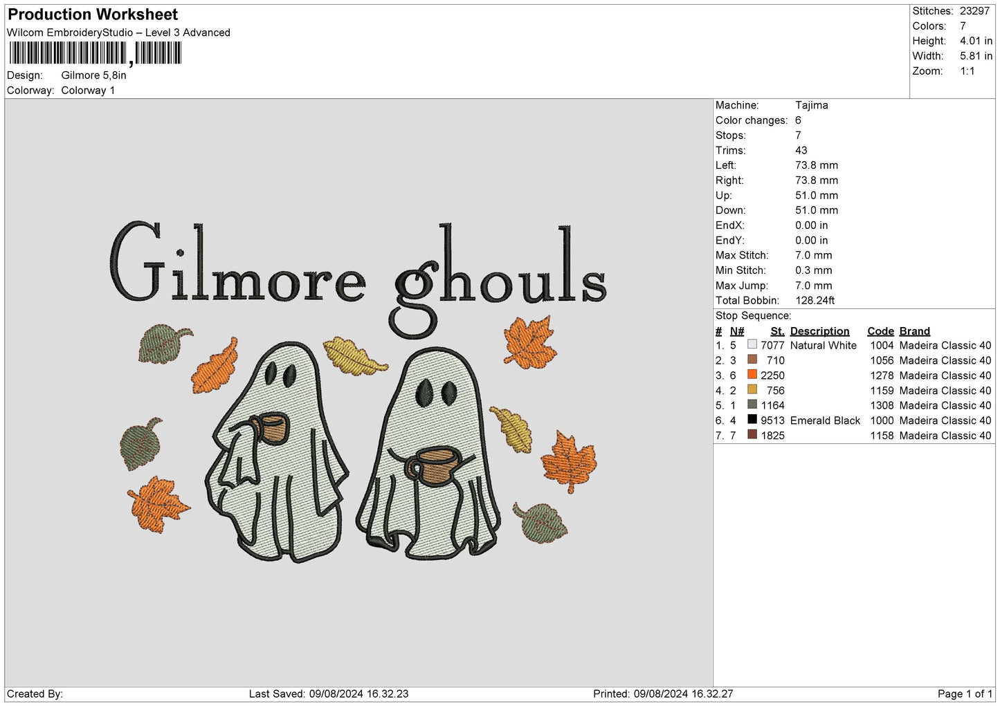 Ghosts Fall Embroidery File 6 sizes
