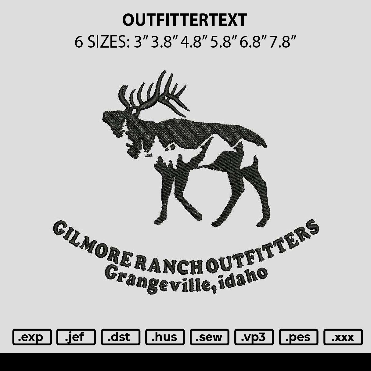 Outfittertext Embroidery File 6 sizes