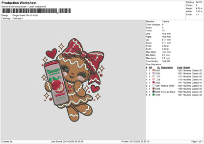 Ginger Bread Girl v2 Embroidery File 6 sizes