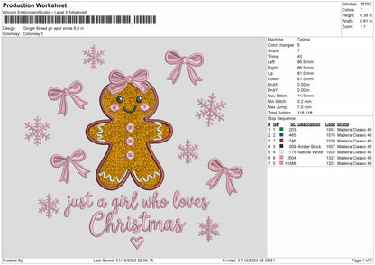Ginger Applique Pink Embroidery Machine Design File 6 sizes