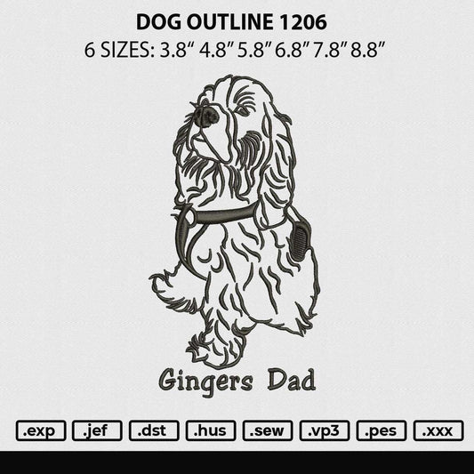 Dog Outline 1206 Embroidery File 6 sizes