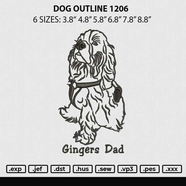 Dog Outline 1206 Embroidery File 6 sizes