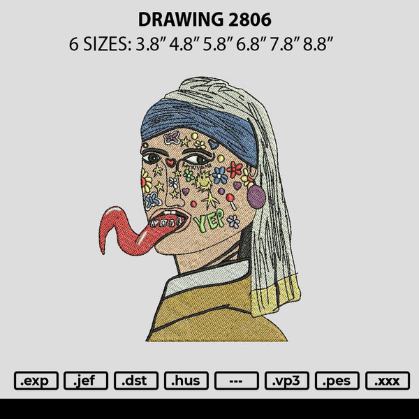 Drawing 2806 Embroidery File 6 sizes