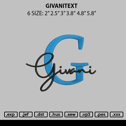Givanitext Embroidery File 6 sizes