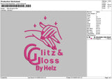 Glosstext Embroidery File 6 sizes
