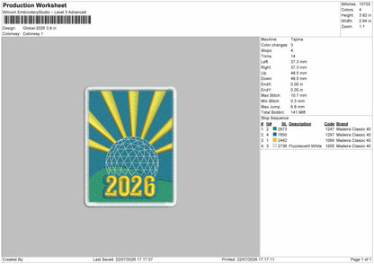 Sun 26 Embroidery Machine Design File 6 sizes