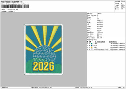 Sun 26 Embroidery Machine Design File 6 sizes