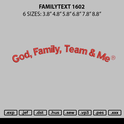 Familytext 1602 Embroidery File 6 sizes