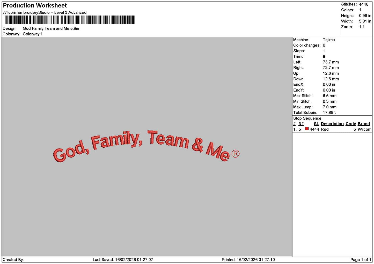 Familytext 1602 Embroidery File 6 sizes