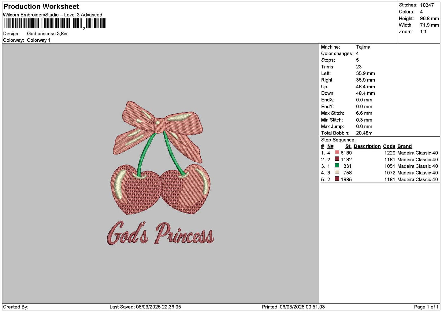 Princesstext 0503 Embroidery File 6 sizes