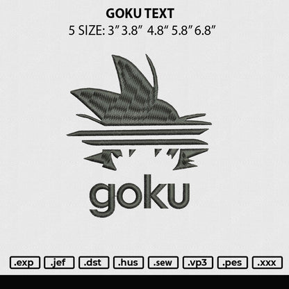 Goku Text Embroidery File 5 sizes
