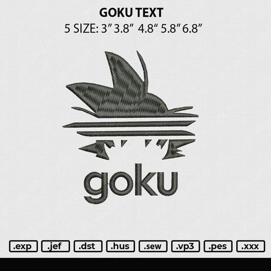 Goku Text Embroidery File 5 sizes