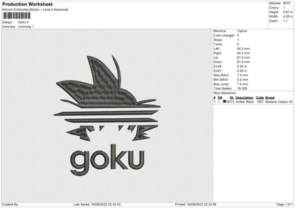 Goku Text Embroidery File 5 sizes