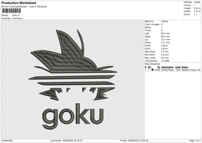 Goku Text Embroidery File 5 sizes
