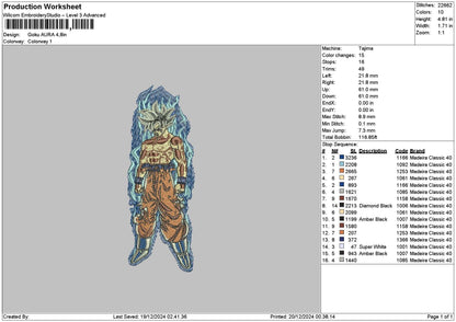 Goku 1912 Embroidery File 6 sizes