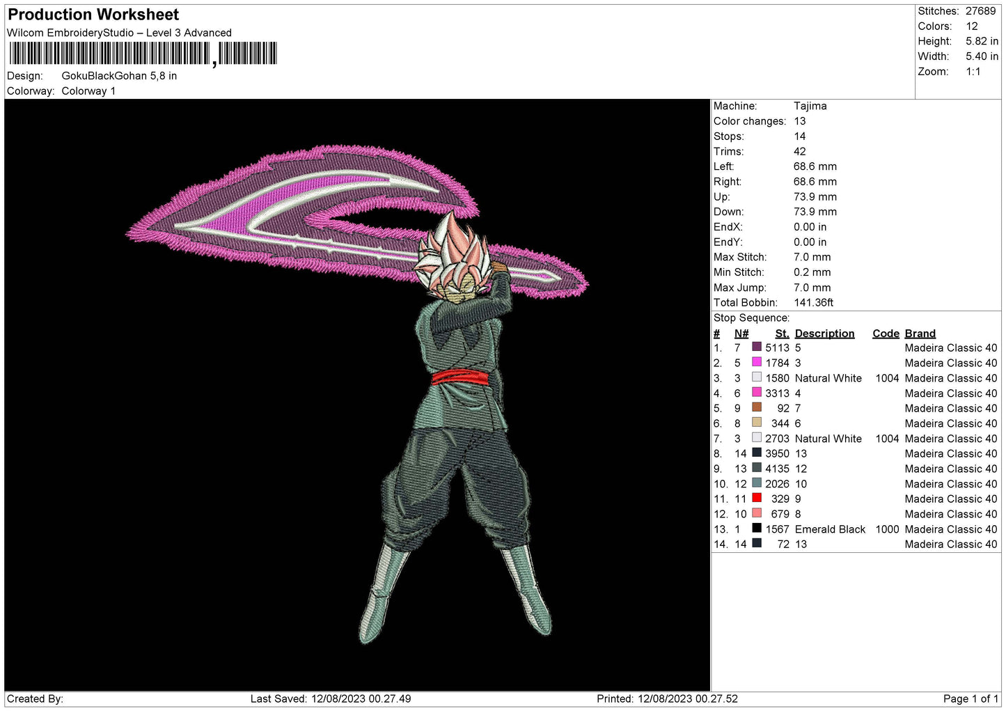 Gokublack Embroidery File 6 sizes
