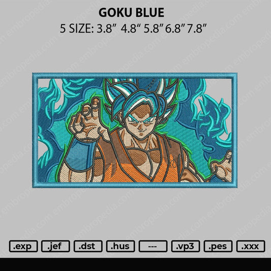 Goku Blue Embroidery File 5 sizes