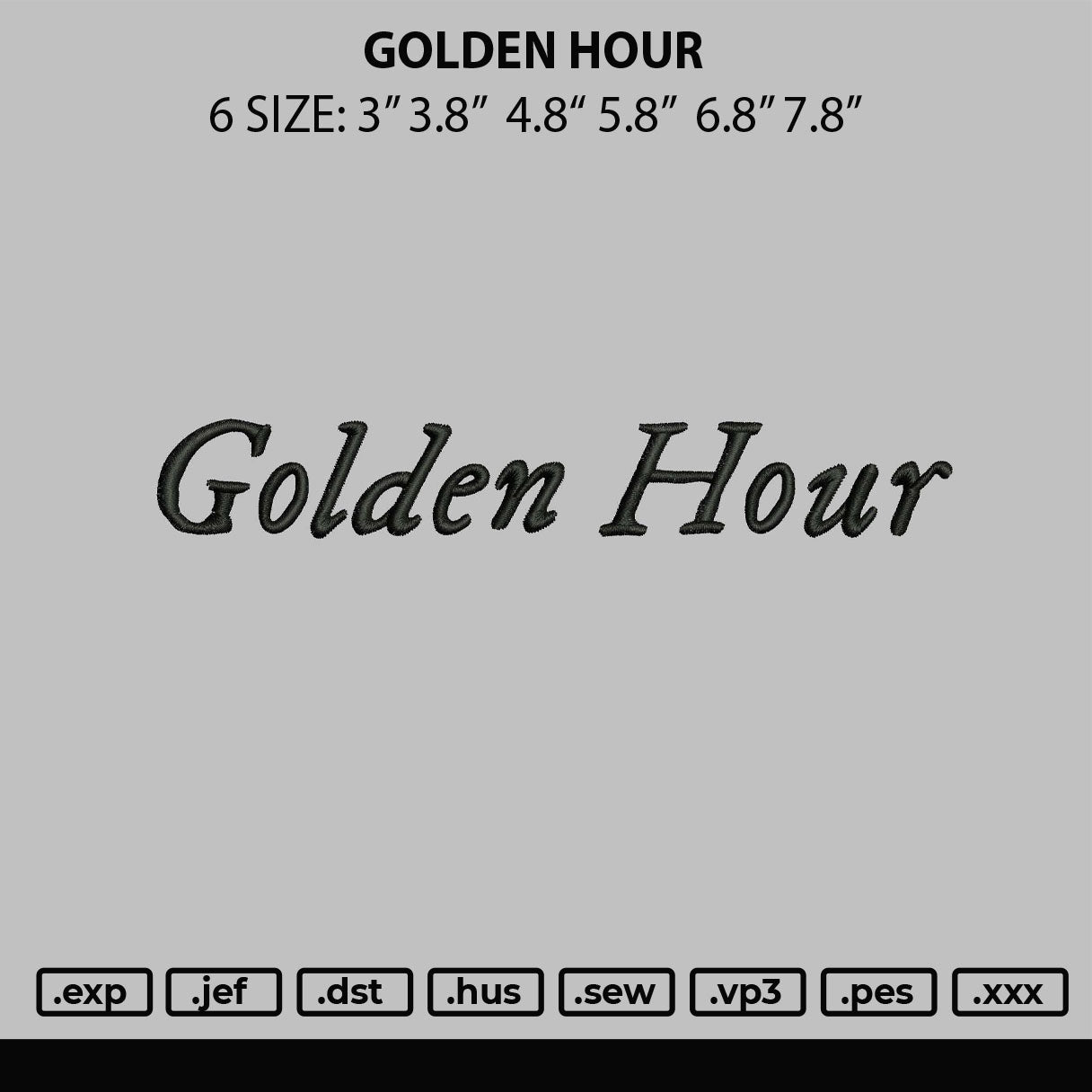 Golden Hour Embroidery File 6 sizes