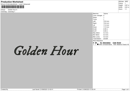 Golden Hour Embroidery File 6 sizes