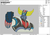 Goldorak Embroidery File 6 sizes