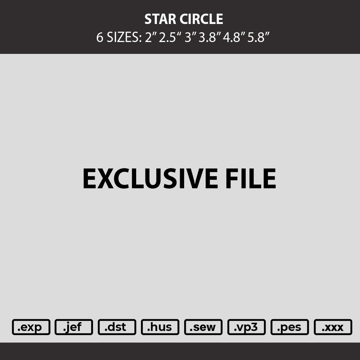 Star Circle Embroidery Machine Design File 6 sizes