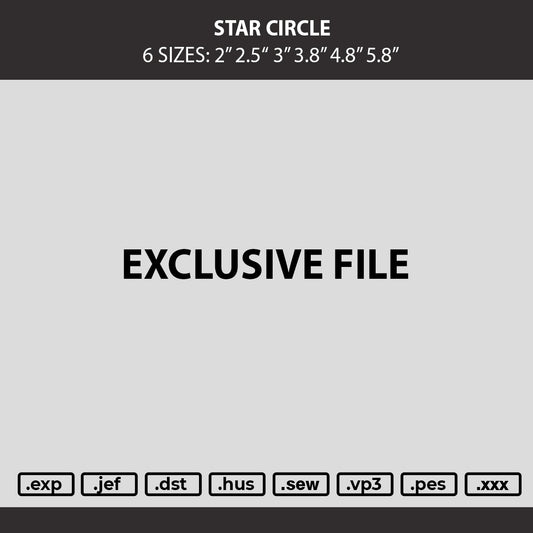 Star Circle Embroidery Machine Design File 6 sizes