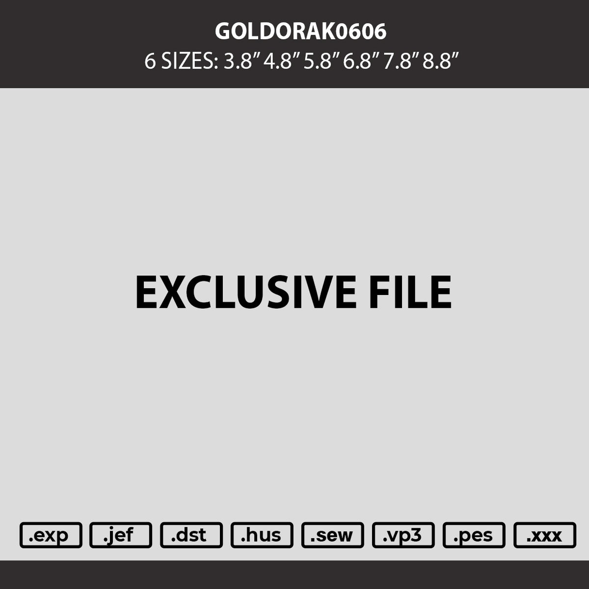 Goldorak0606 Embroidery Machine Design File 6 sizes
