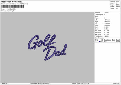 Dad Text 1406b Embroidery Machine Design File 6 sizes