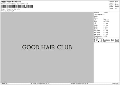 Good Hair Embroidery File 6 sizes