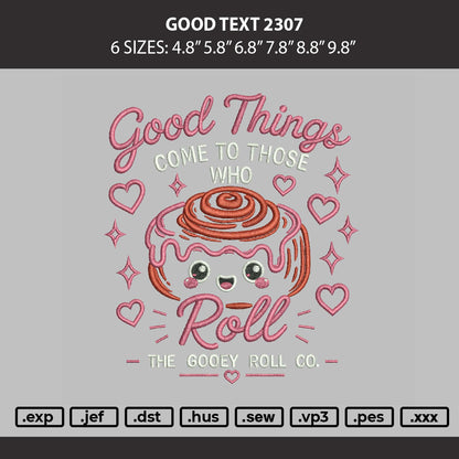 Good Text 2307 Embroidery Machine Design File 6 sizes