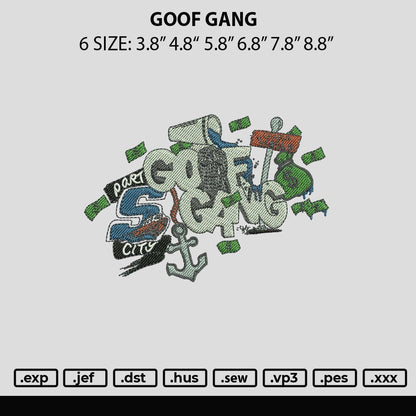 Goof Gang Embroidery File 6 sizes
