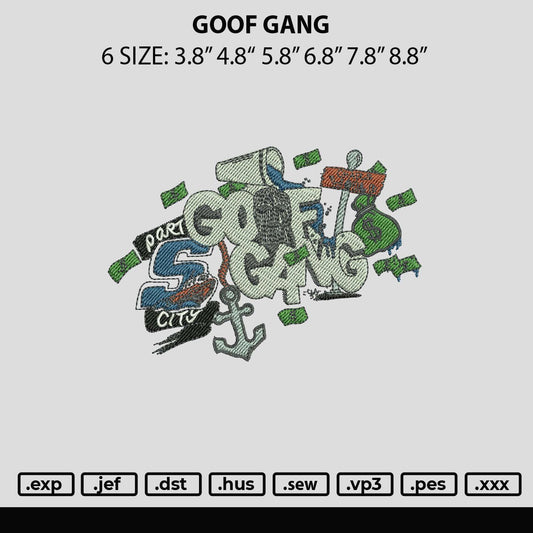 Goof Gang Embroidery File 6 sizes