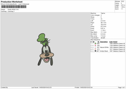Goofyhead 001 Embroidery File 6 sizes