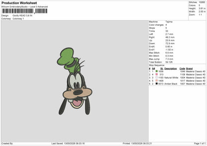 Goofyhead 001 Embroidery File 6 sizes