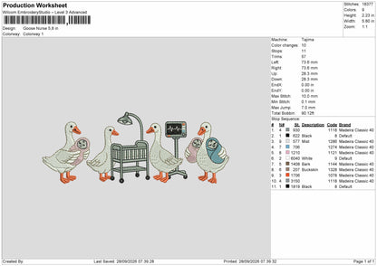 Ducks 2809 Embroidery Machine Design File 6 sizes