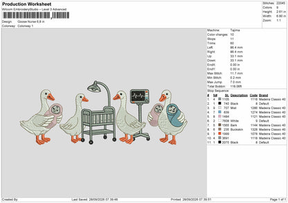 Ducks 2809 Embroidery Machine Design File 6 sizes