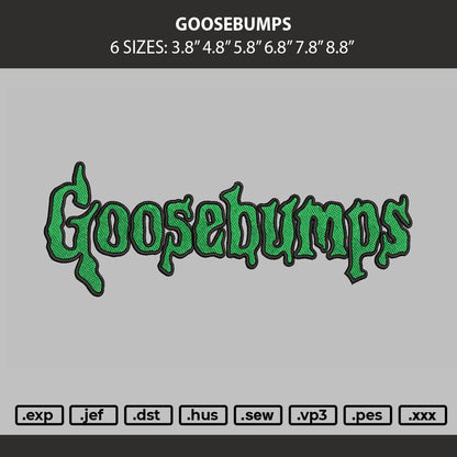 Goosebump Text Embroidery Machine Design File 6 sizes