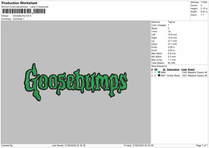 Goosebump Text Embroidery Machine Design File 6 sizes