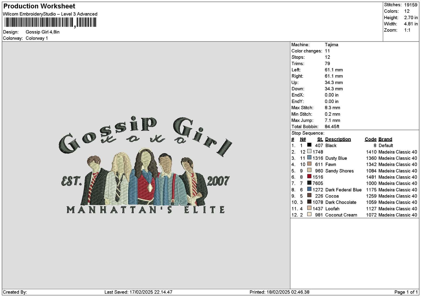 Gossiptext Embroidery File 6 sizes