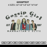 Gossiptext Embroidery File 6 sizes