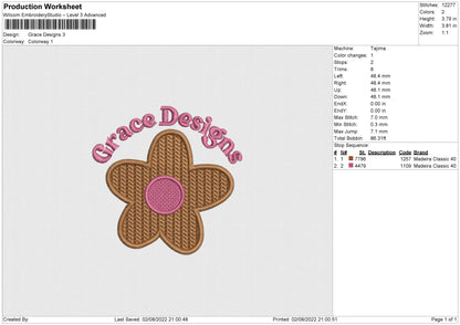 Grace Designs Embroidery File 5 sizes