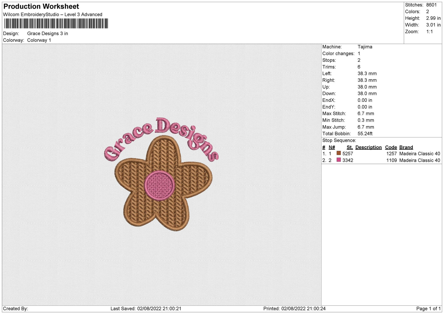 Grace Designs Embroidery File 5 sizes