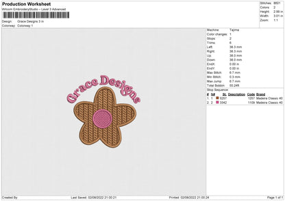 Grace Designs Embroidery File 5 sizes